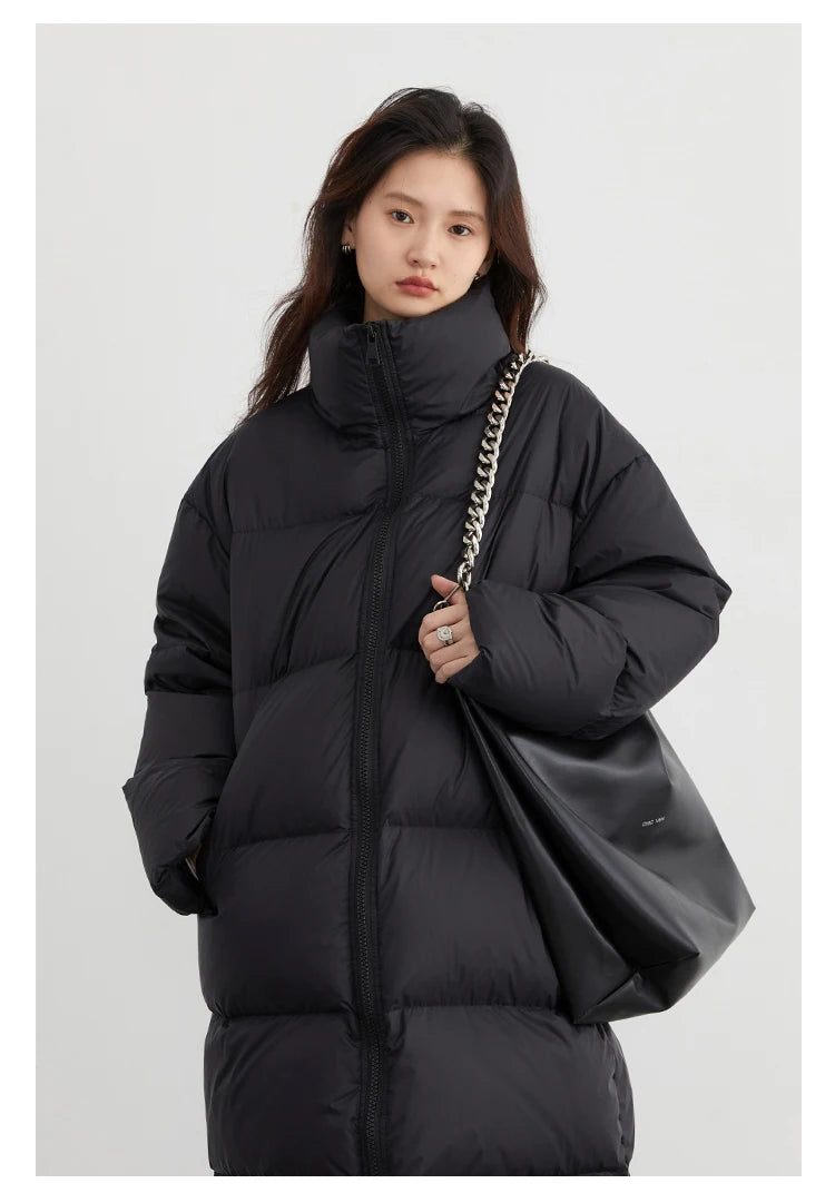 CHIC VEN Women Down Coats New Long Thick Warm Down Jackets Overcoat White Duck Down Loose Casual Jacket Autumn Winter 2023