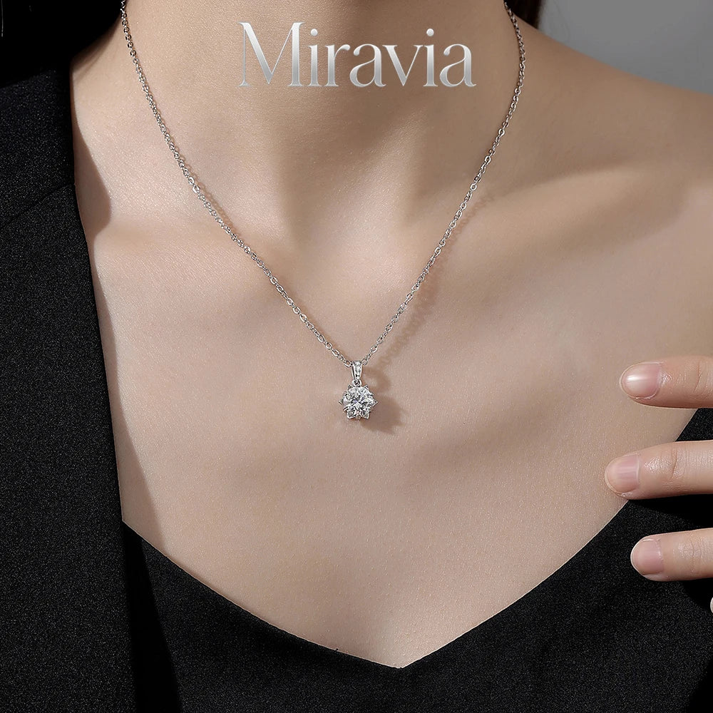 1-2CT Moissanite Pendant Necklace D Color VVS1 Lab Grown Diamond for Women Wedding Engagement 925 Sterling Silver Fine Jewelr