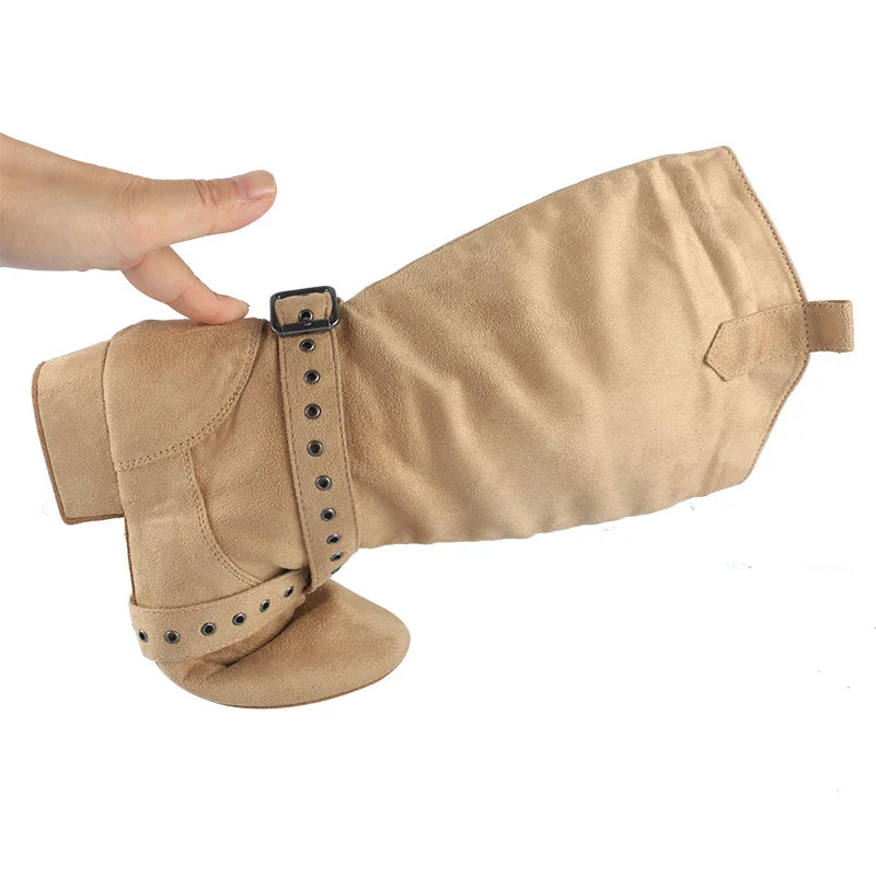Customized Heel Practice Boots Half Boots Line Dance Boots Soft Suede Bottom Ballroom Party Dance Shoes Black Boots Dancing