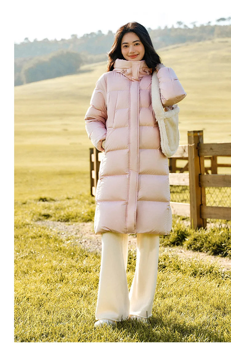Semir Down Jacket Women Long Length Waterproof Coat 2026 Fashion Winter New Loose Hooded Coat Simple Down Jacket Woman