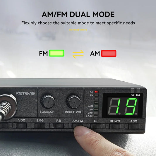Retevis MB62 CB Radio 27Mhz AM/FM Mobile Car Handheld Communicator Long Range Radios Instant Channel 9/19 for Truckers