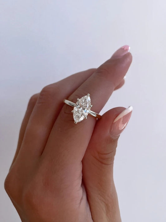 Moonla 925 Sterling Silver Classic 1-3 Carats Marquise Zircon Ring For Women Engagement Party Luxury High Quality Fine Jewelry