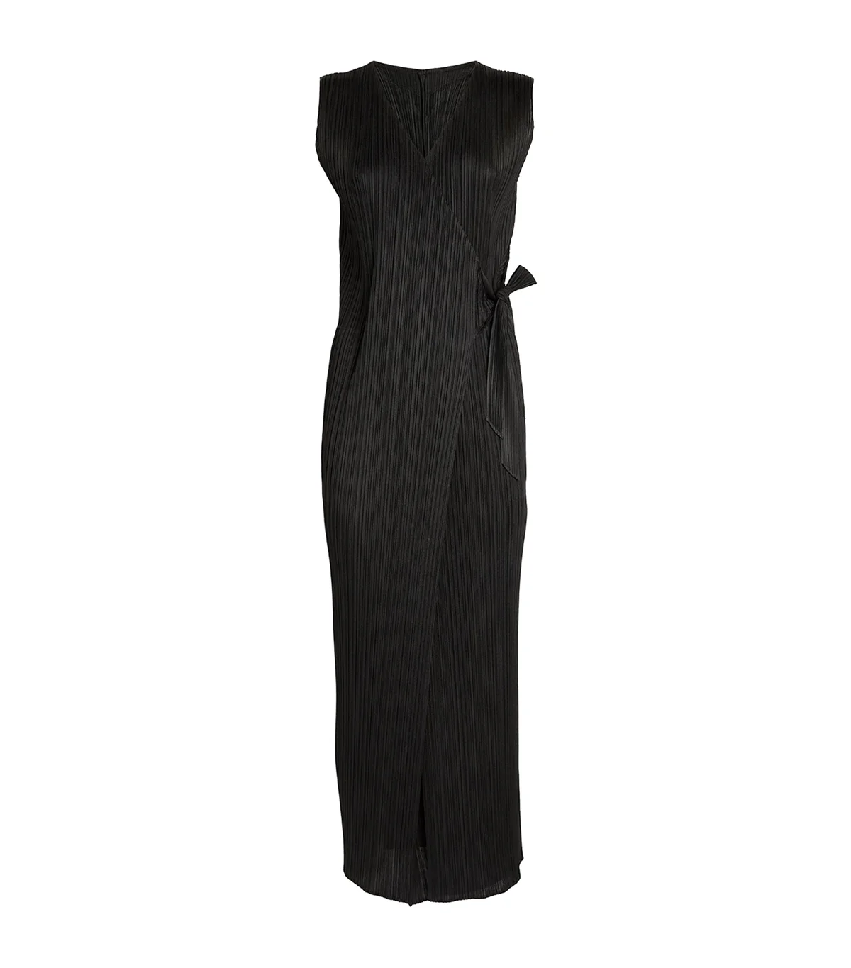 Miyake Pleated Women V-neck Sleeveless Jam Jumpsuits Designer Fashion Double Layered Waist Belt Elegant Clothes