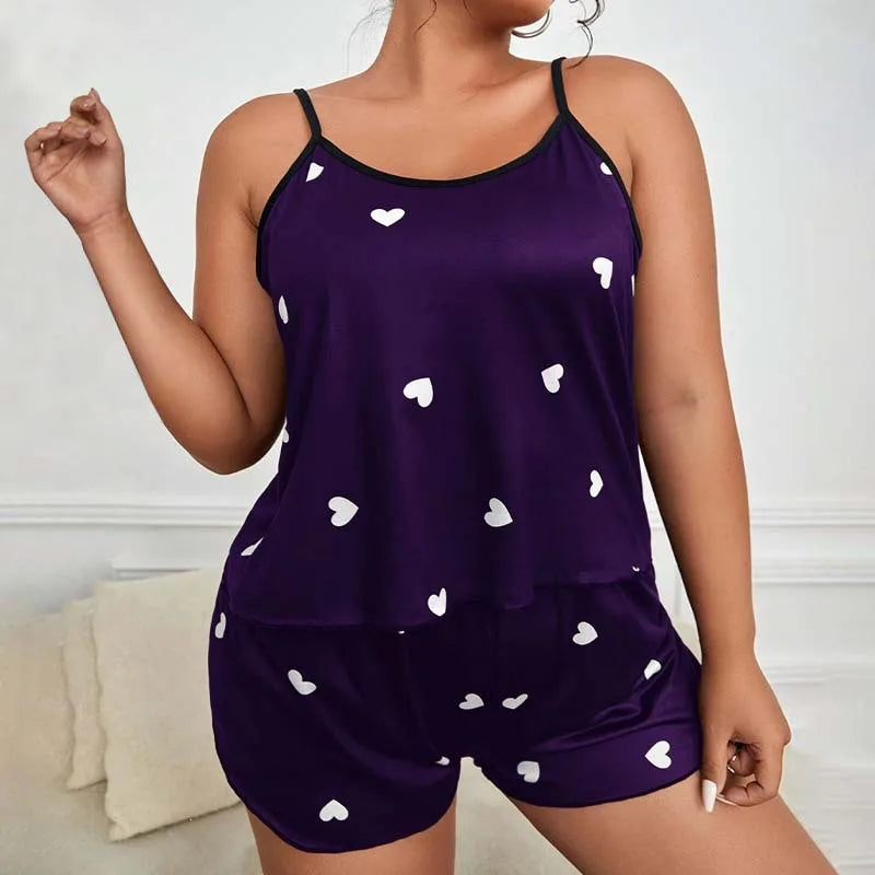 2 Pieces Pajamas Set for Women Plus Size 3XL 4XL 5XL Sleepwear Loose Crop Tops+Shorts Suit Loungewear Home Clothes