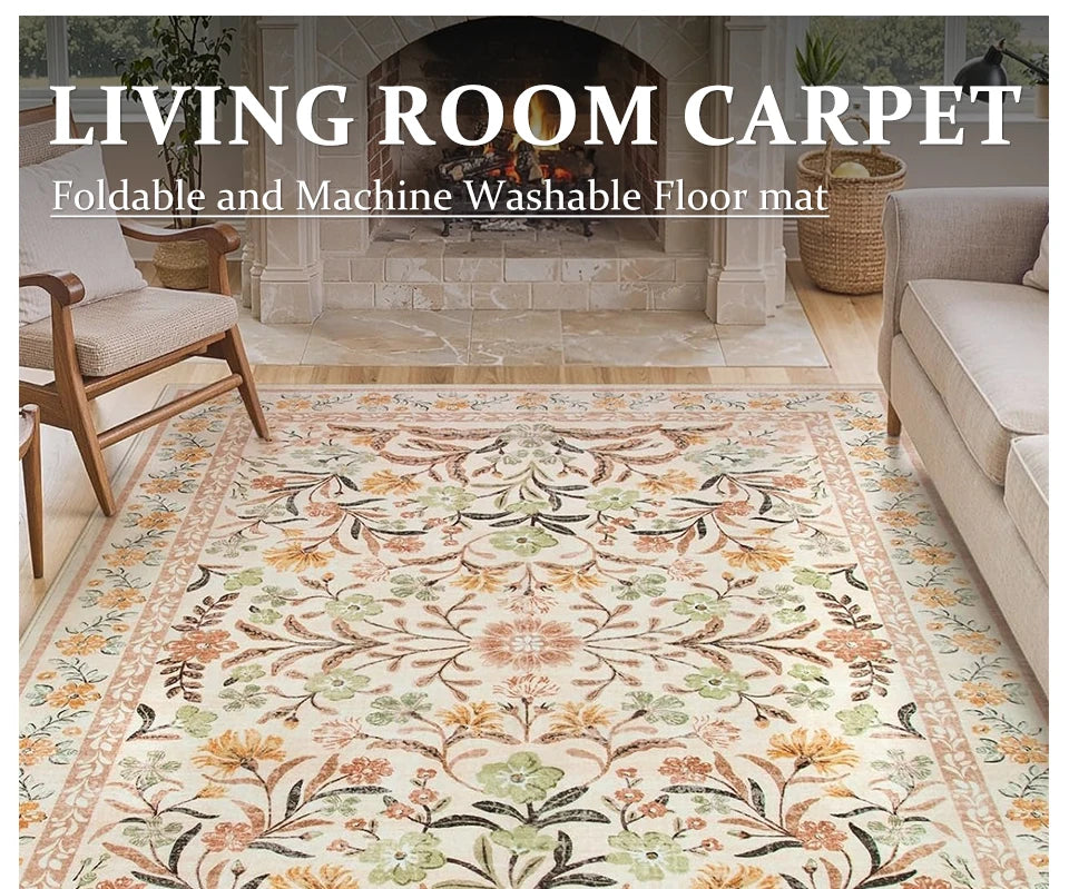 Vintage Floral BOHO Rugs Living Room Large Area Carpet Bedroom Floor Mats Foldable Machine Washable Rug Long Strip Runner Mat 러그