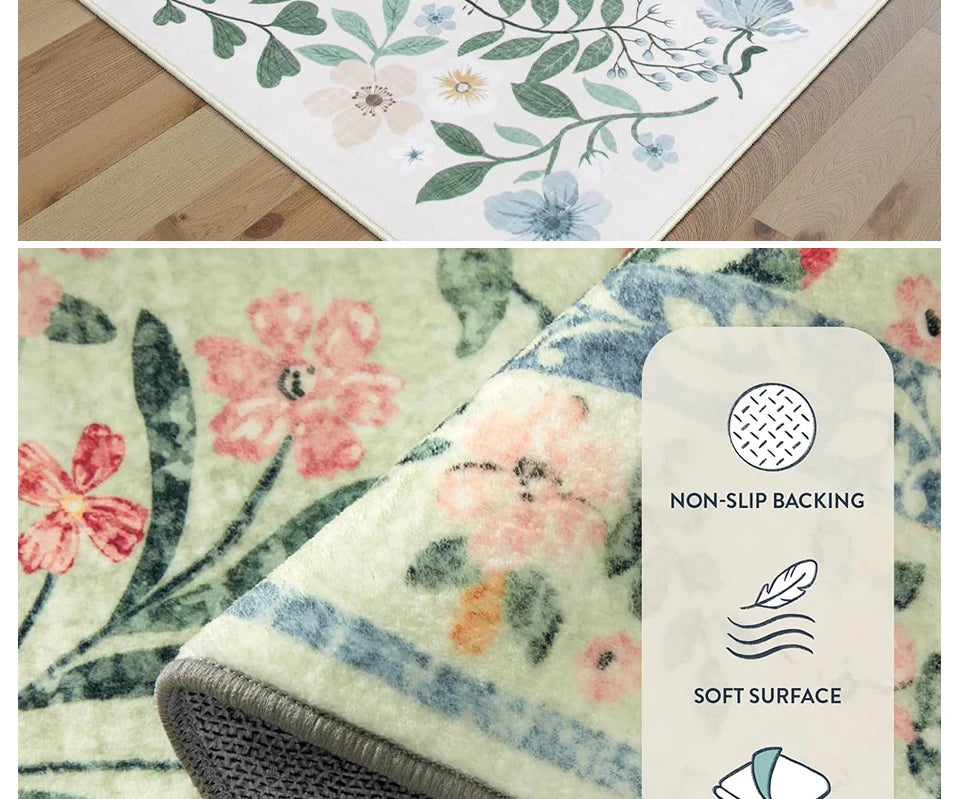 Vintage Floral BOHO Rugs Living Room Large Area Carpet Bedroom Floor Mats Foldable Machine Washable Rug Long Strip Runner Mat 러그