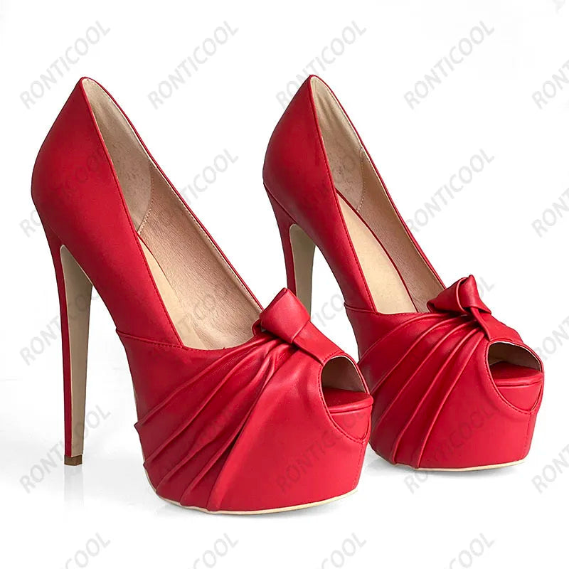 Ronticool New Fashion Women Platform Pumps Stiletto Heels Peep Toe Gorgeous Gold Party Shoes US Plus Size 5-20