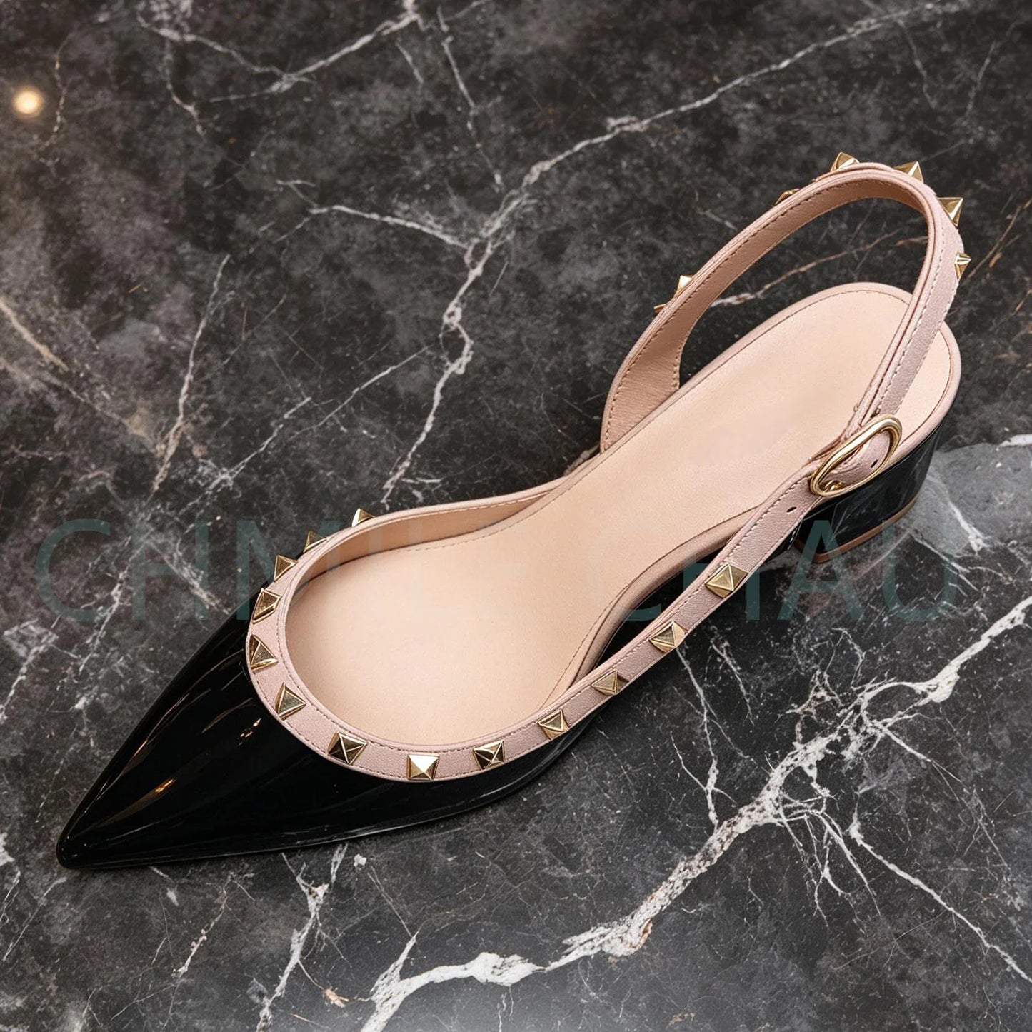 【Measure Your Feet Length Before Order】Rivets Back Strap Luxury Designer Women Elegant Sandals Block High Heel Shoes 121-CHC-33