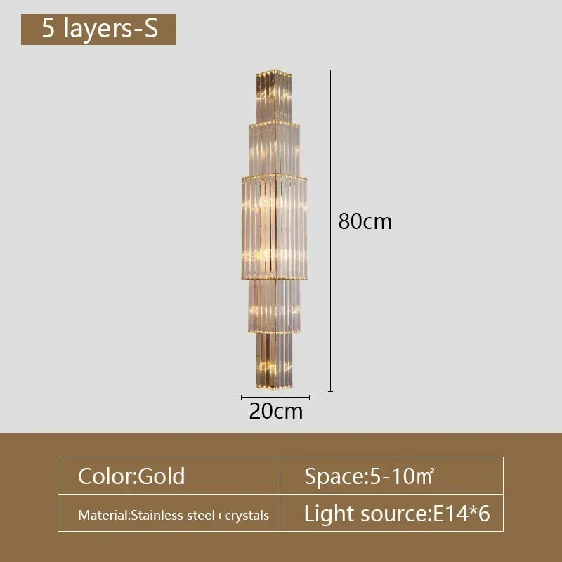 Luxury Hotel Lobby Large Big Crystal Wall Lamp for Club Hall Villa Living Room Bedroom Office Banquet Indoor Lighting Fixtures