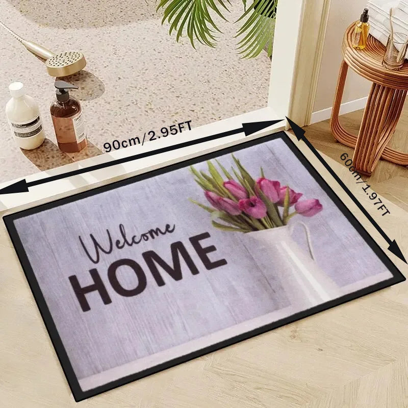 VIKAMA Ocean Style Bathroom Floor Mat Faux Cashmere Non-Slip And Easy To Clean For Bathroom Bedroom Bedside Floor Mats