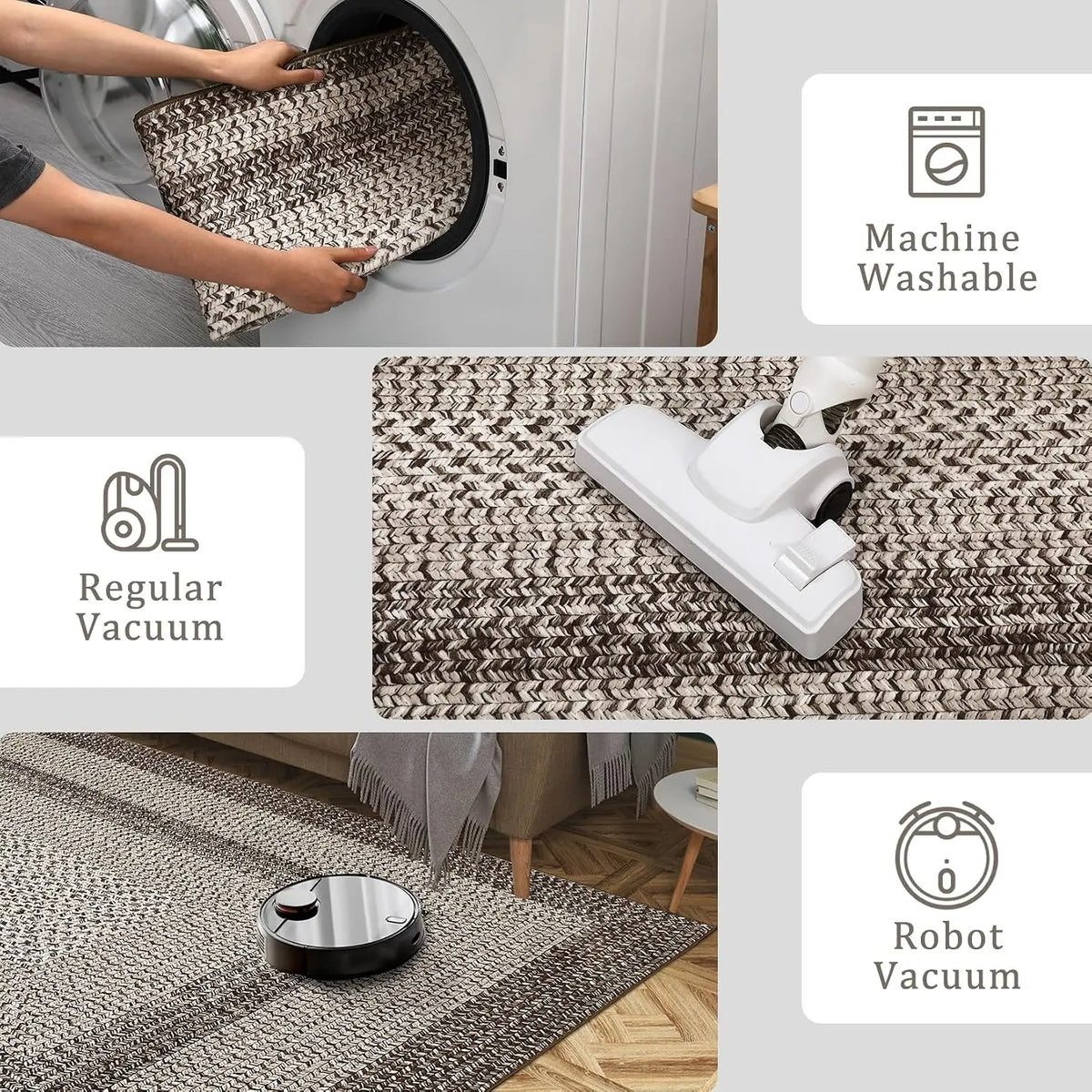 8X10FT Boho Braided Carpets for Living Room Large Area Rugs Home Decor Non Shedding Carpet Moroccan Bedroom Beside Floor Mat Luxury