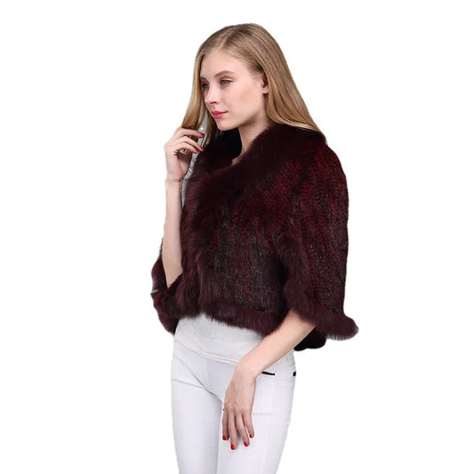 2026 New Real Natural Mink Fur Pashmina Women Fashion Knitted Mink Fur Scarf Lady Real Mink Fur And Fox Fur Collar Poncho Shawl