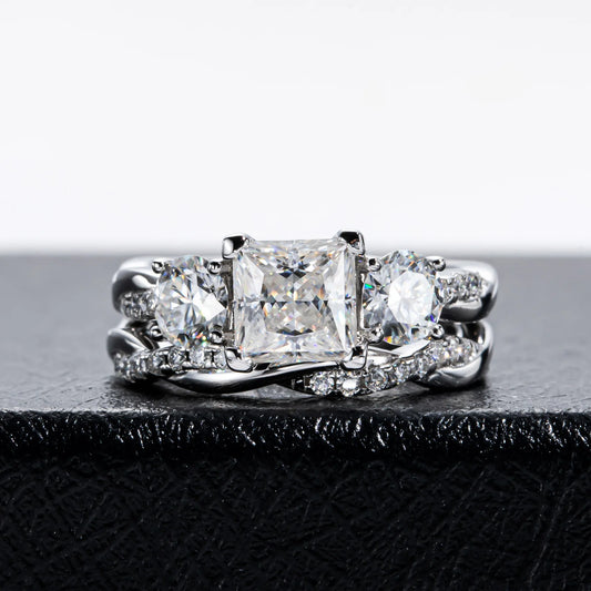 Carnica Luxury 925 Sterling Silver 1CT Real Moissanite Ring for Women Sugar Cube Pull-twist Arm GRA Diamond Wedding Jewelry Gift