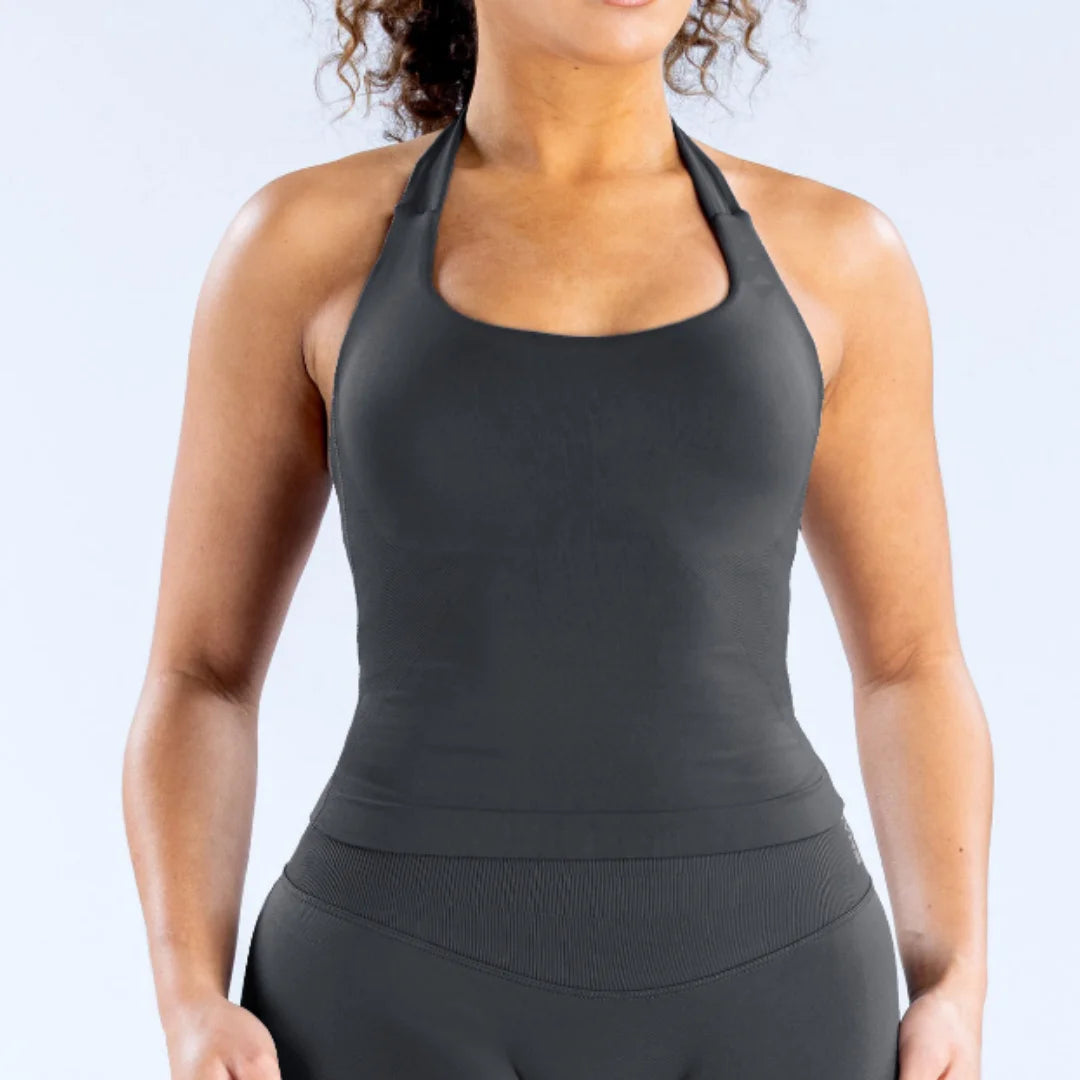 Denyf Women's Backless Halter Top Push-Up Sport Bra Gym Vest Workout Tank Top Yoga Activewear Running Vest