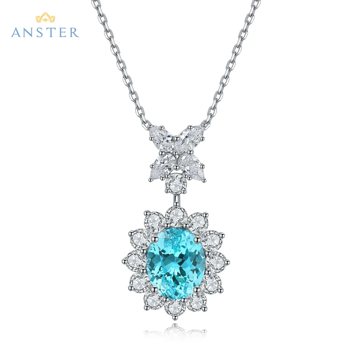 Women Diamonds Pendant Necklaces Charms 925 Silver Lab Paraiba Jewelry
