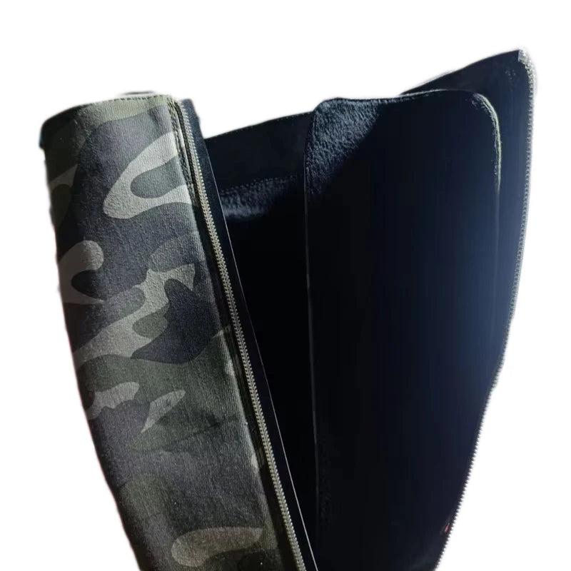 SHOFOO Sexy women's high heels boots Camouflage cloth boots Knee high boots About 12.5cm heel height Fashion show banquet boots