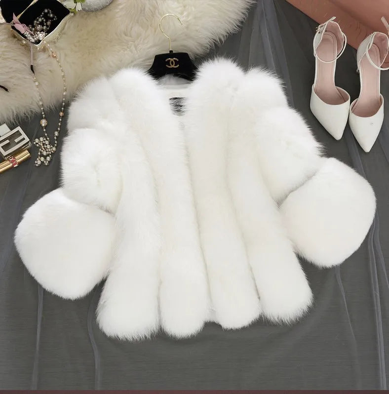 2026 Winter Pink Plus Size Faux Fur Coat Women Elegant Long Sleeve Fluffy Cardigan Jacket Ladies Large Thick Warm Furry Outwear