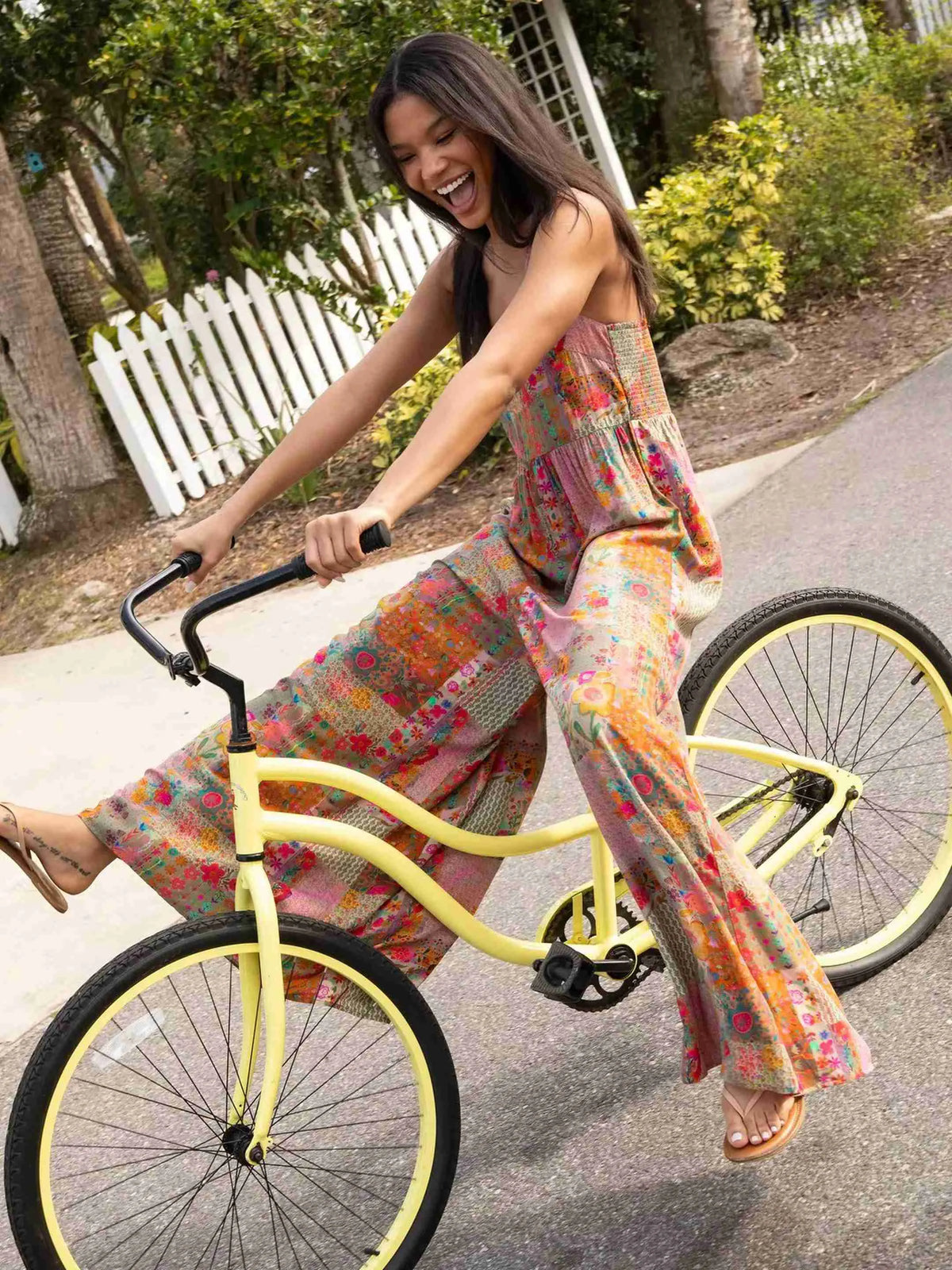 Plus Size Women's Jumpsuit, Wide Strap Square Neck Printed Casual Street Fashion Loose Wide Leg Jumpsuit