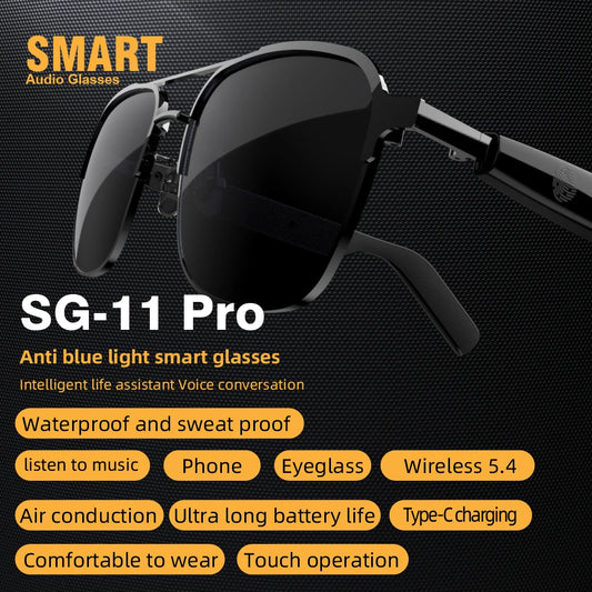 New SG-11 Smart Wireless Bluetooth Glasses to Listen to Music to Answer the Phone Men and Women Fashion Anti-Blue Light Glasses