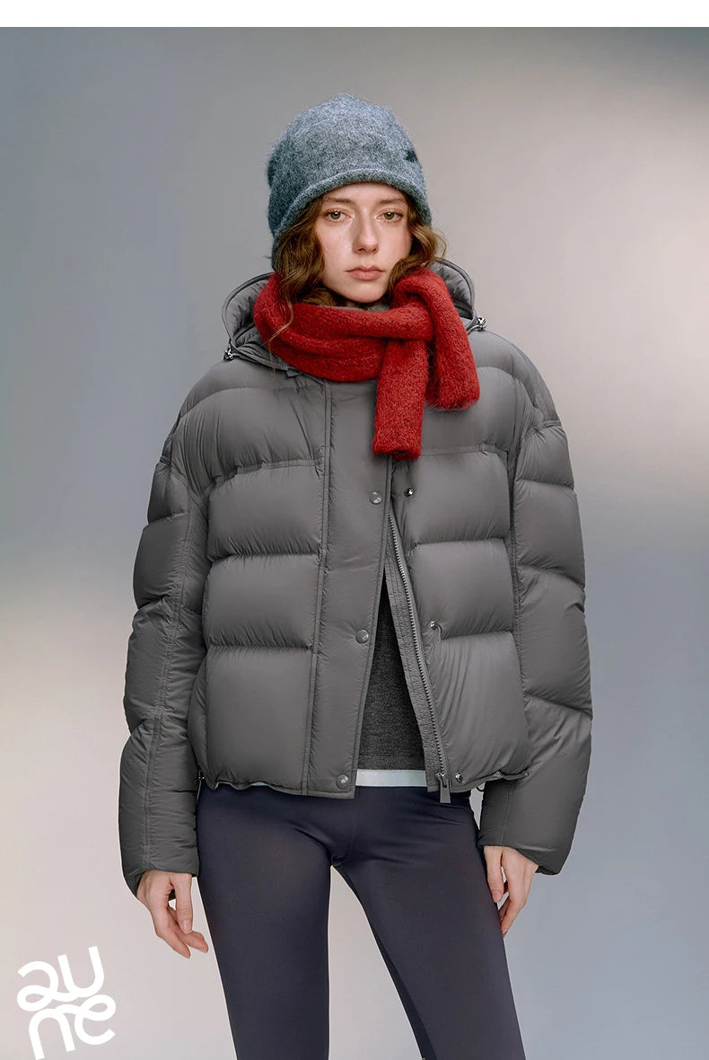 TOYOUTH Women Down Jackets 2025 Winter New Ultra-soft Cicada Wing Puff Hooded 90% Down High Loft Bread Coat
