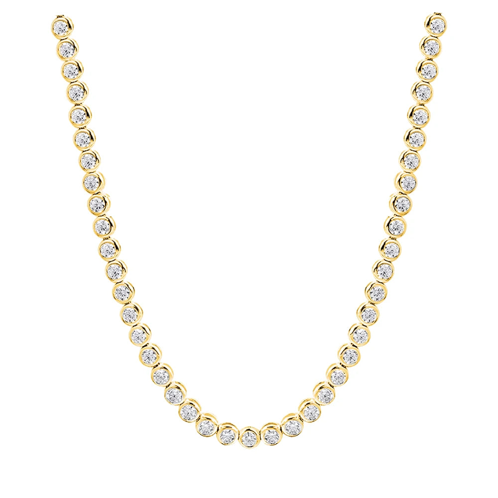 2/3mm Bezel Set Moissanite Tennis Necklace For Women Lab Diamond GRA Certified S925 Silver 18K Gold Plated Bubble Chain Jewelry