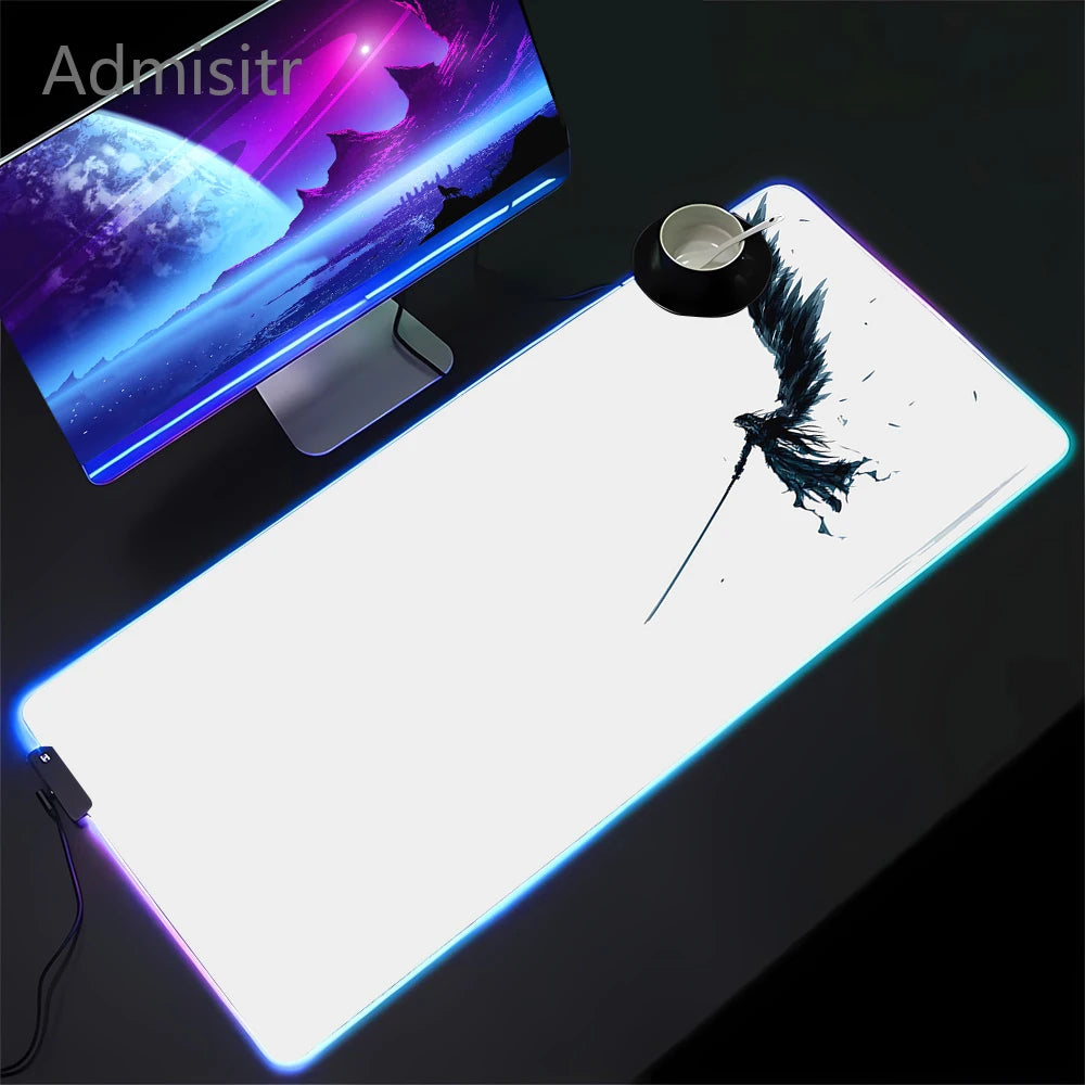 RGB Gaming Mousepad Space Mouse Mats LED Large Gamer Mousepads Keyboard Pads Luminous Desk Mat Final Fantasy Mouse Pad Backlit