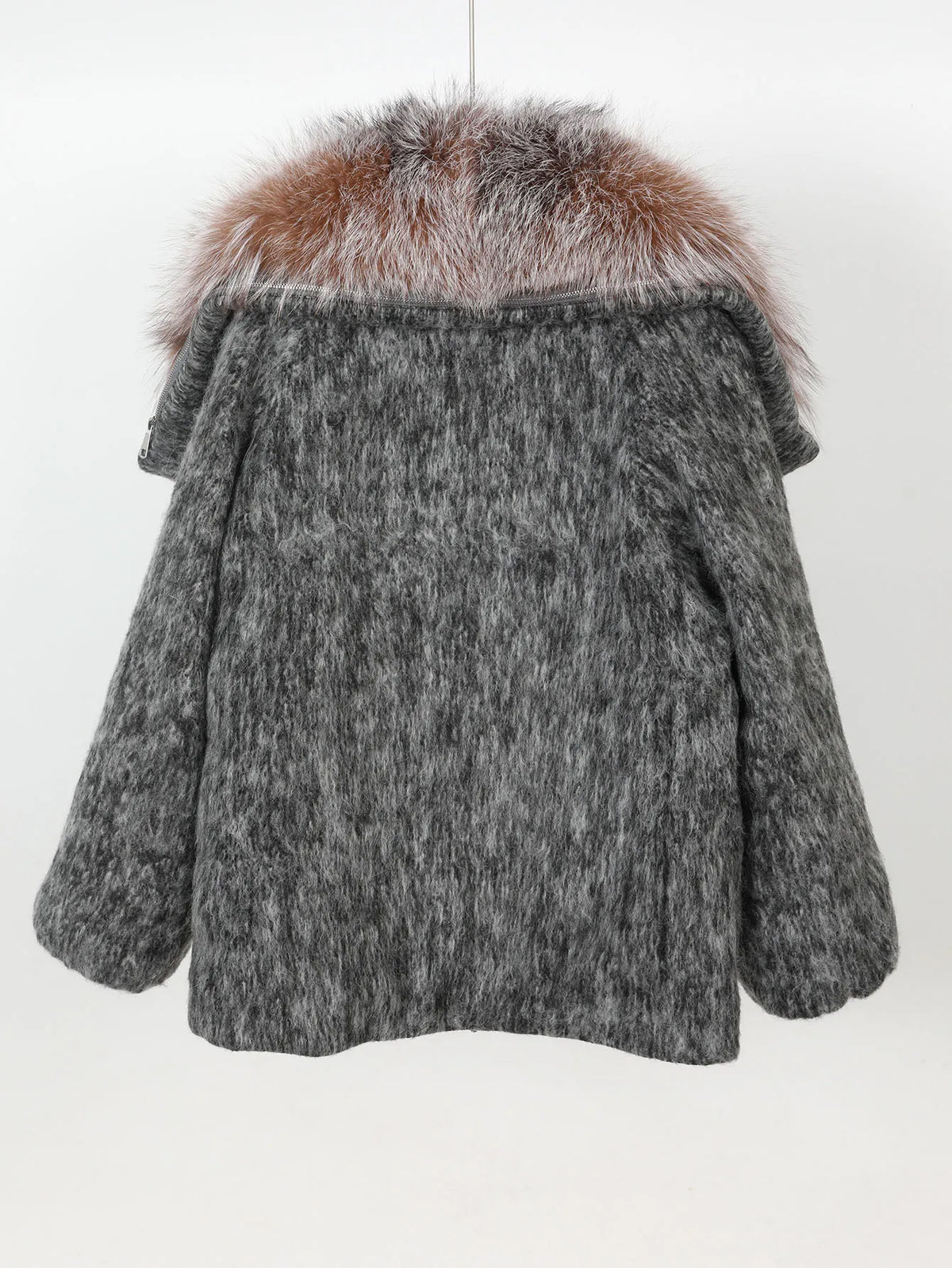 Maomaokong high-end Wool fabric Luxury Women's Big Fox Fur Collar Puffer Jacket Natural Fur down Coat Winter Thickened Warm