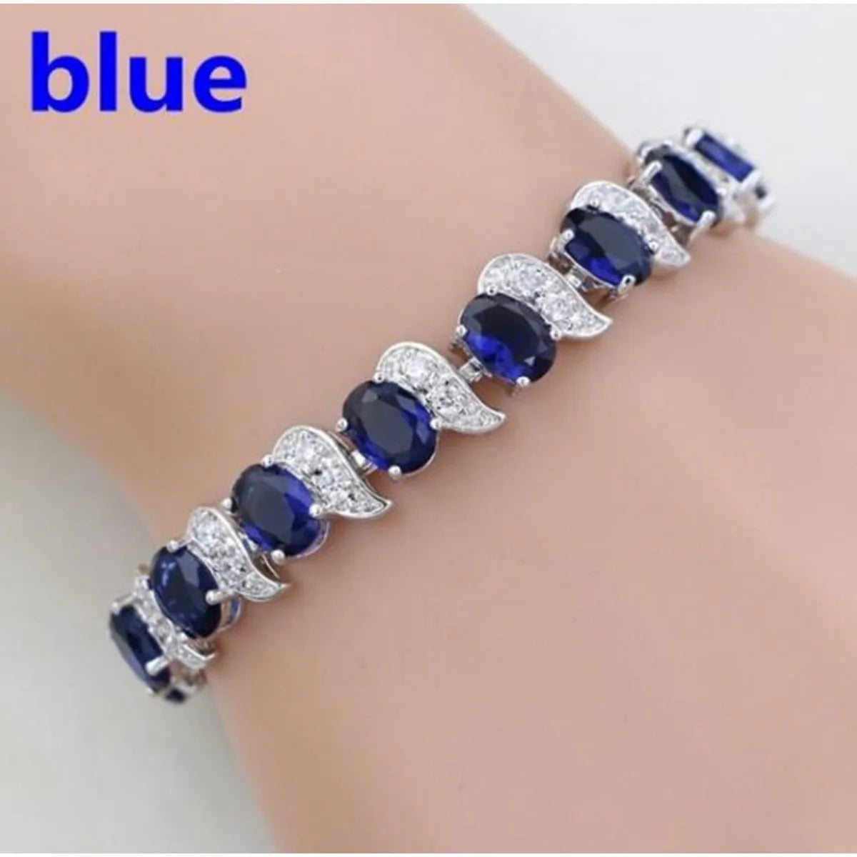 Natural Green Emerald White Topaz Silver Charm Bracelet Women Jewelry Fashion Accessories Gift For Her