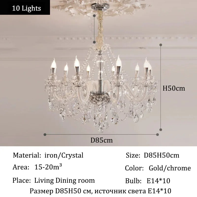 Luxury Home Crystal Chandeliers Villa Lighting for Living Room Decorate LED Ceiling Pendant Lights Indoor Hanging Lights Fixture