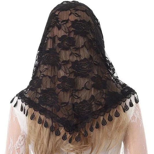 Summer Church Shawl Lace Veil Silk Scarf Bandana Church Prayer Wedding Mantilla Chapel White Embroidered Hijab Women Scarves