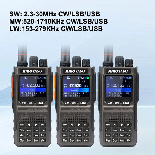 HIROYASU HI-E380 CB HF Aviation VHF UHF SW MW LW Shortwave Full Band FM AM SSB CW BT Program NOAA 10W Amateur Walkie Talkies