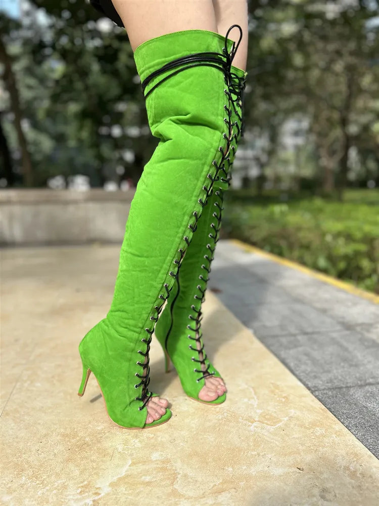 DIY Women Latin Dance Boots Long Dance Shoes Latin Salsa Dance Shoes 11cm High Club Party Ballroom Dance Shoes Booties for women