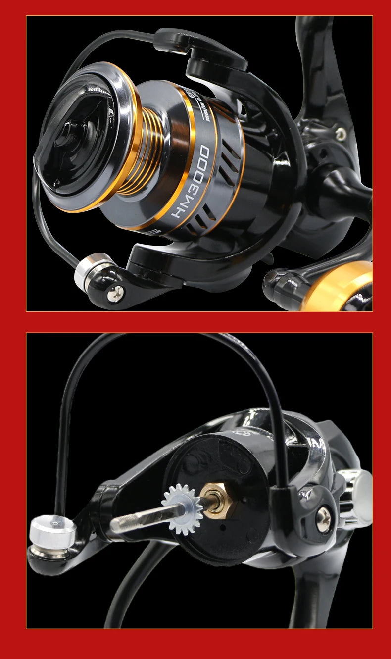 ROOBLINOS HM Spinning Reel 5.2:1 Gear Ratio 22lb Max Drag Metal Bearings Smooth Fishing Reel for Freshwater Saltwater