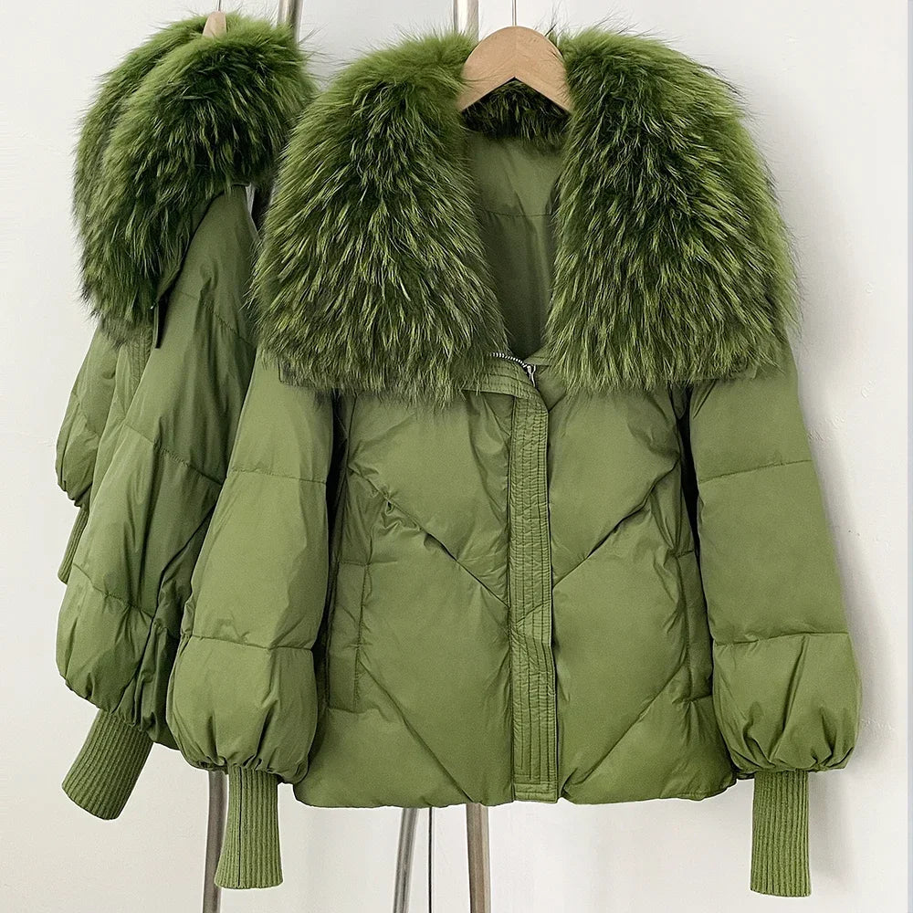 Women's down Jacket Waterproof Lightweight Puffer Jacket with Fur New Coats and Jackets Luxury Padding Reversible Coat with Zip