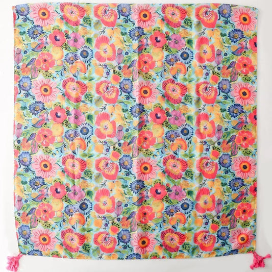 Spain Fashion Petal Floral Tassel Viscose Shawl Scarf Lady High Quality Print Soft Pashmina Stole Bufandas Muslim Hijab 180*90Cm