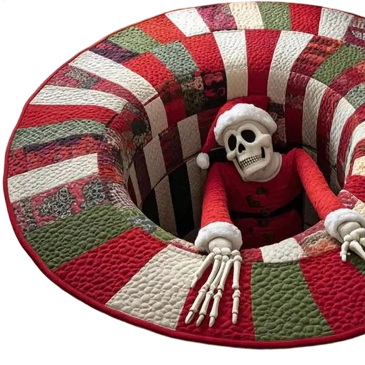 3D Rugs Optical Illusion Christmas Home Decor Skeleton Round Quilted Holiday Bathroom Carpet For Kitchen Entryway Entrance