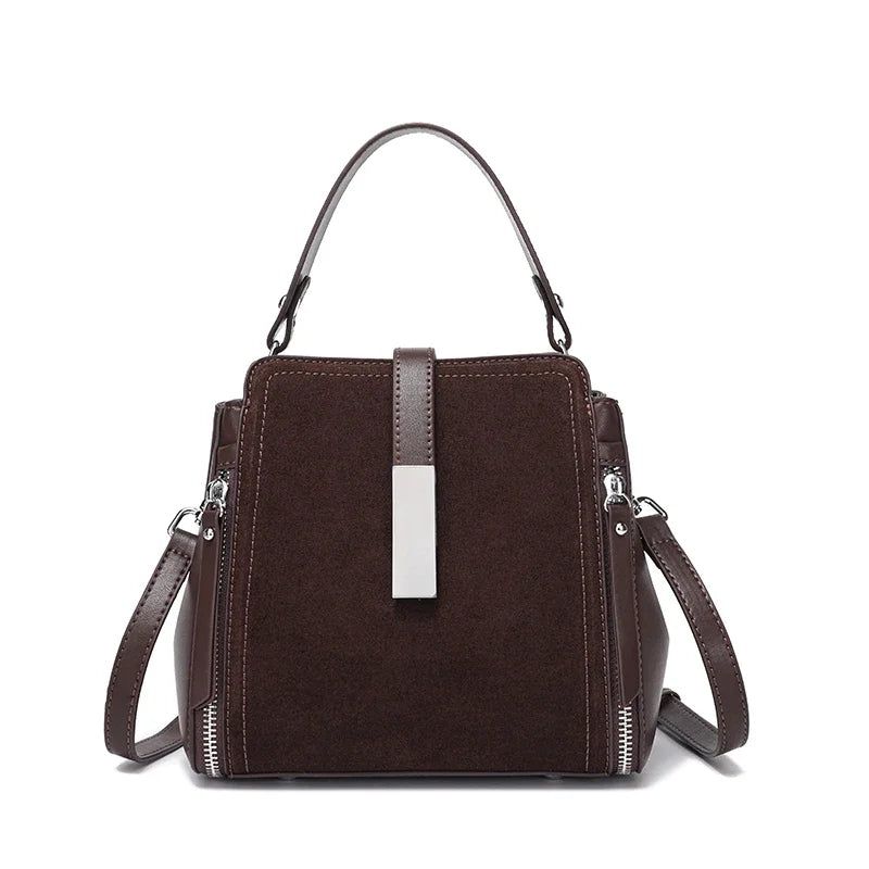 NEW Winter Women's Vintage Natural suede Leather Shoulder Bags Ladies Luxury Designer Cowhide Handbags Female Crossbody Bag