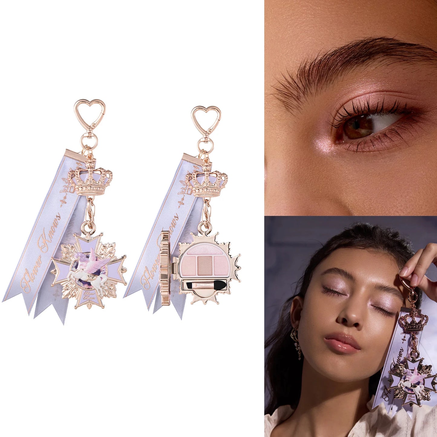 Flower Knows Knight Unicorn Eyeshadow Palette Charm Mini Makeup Accessory Fantasy Unicorn Design Cosmetic Bag Decoration
