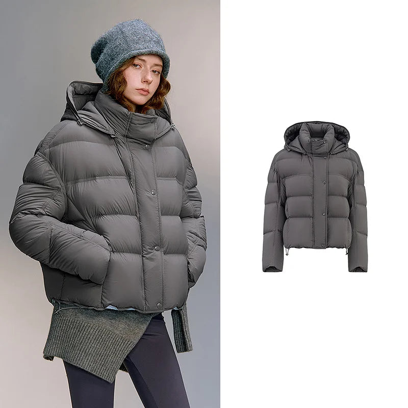 TOYOUTH Women Down Jackets 2025 Winter New Ultra-soft Cicada Wing Puff Hooded 90% Down High Loft Bread Coat