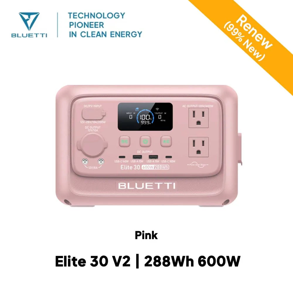 【Renew】BLUETTI Elite 30 V2 Portable Power Station 288Wh 600W Peak Large Capacity Solar Generator For Outdoor Camping Home Emerge