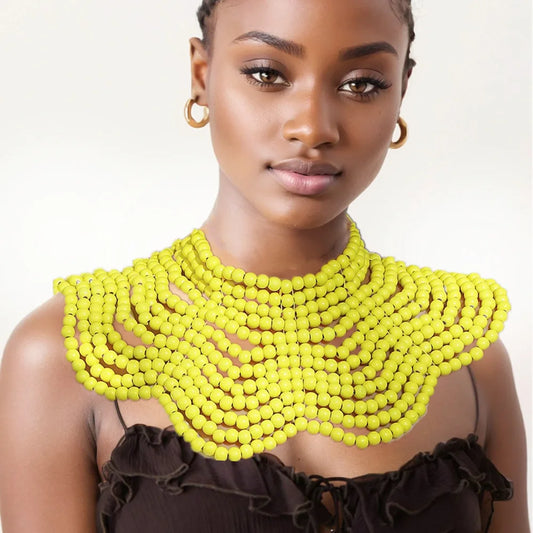 European and American exaggerated multi-layered shawl chain flower shape necklace black banquet jewelry cross-border