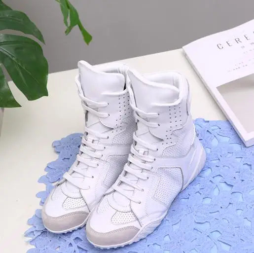 Women Shoes White High Top Sneakers Spring Summer Women Casual Shoes Fashion Shoes Breathable Solid Color Flat With boots