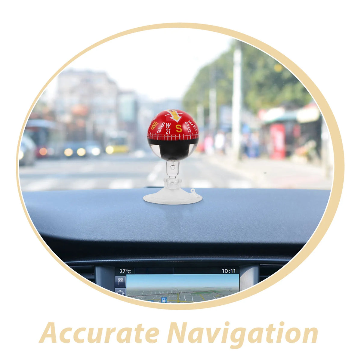 High Precision Portable Car Compass with 38Mm Suction Cup for Dashboard Windshield Mount Suitable for Auto Marine Hiking