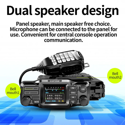 ZASTONE D500 25W High Power Mini Mobile Radio VHF UHF Dual Band DTMF Detachable Panel Transceiver