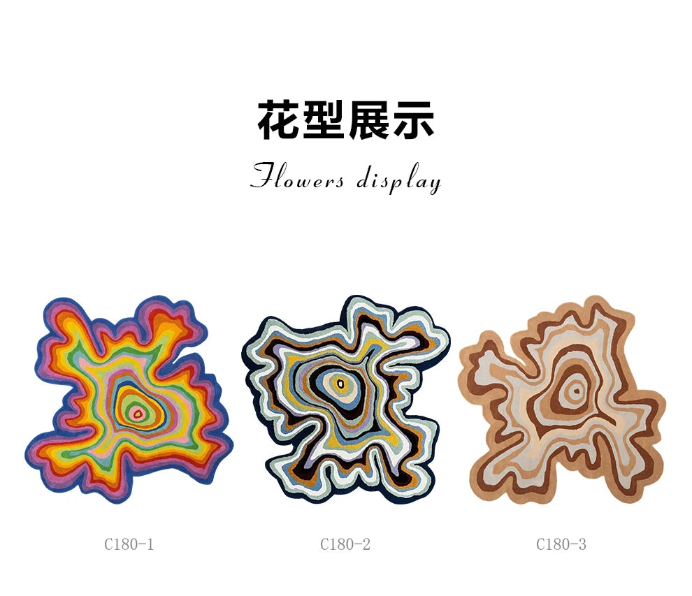 Creative Design Living Room Decoration Carpet Irregular Rainbow Rugs for Bedroom Fluffy Soft Dopamine Plush Rug Home Thick Mat