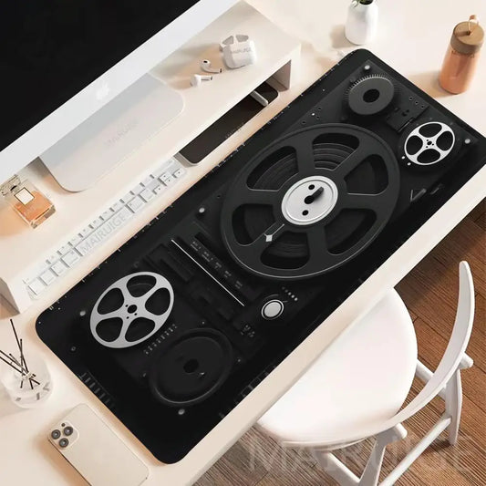 Vintage Reel To Reel Tape Recorder Retro Audio Print MousePad Large Gaming Mousepads Extended Pads Non-slip Laptop PC Tablet mat