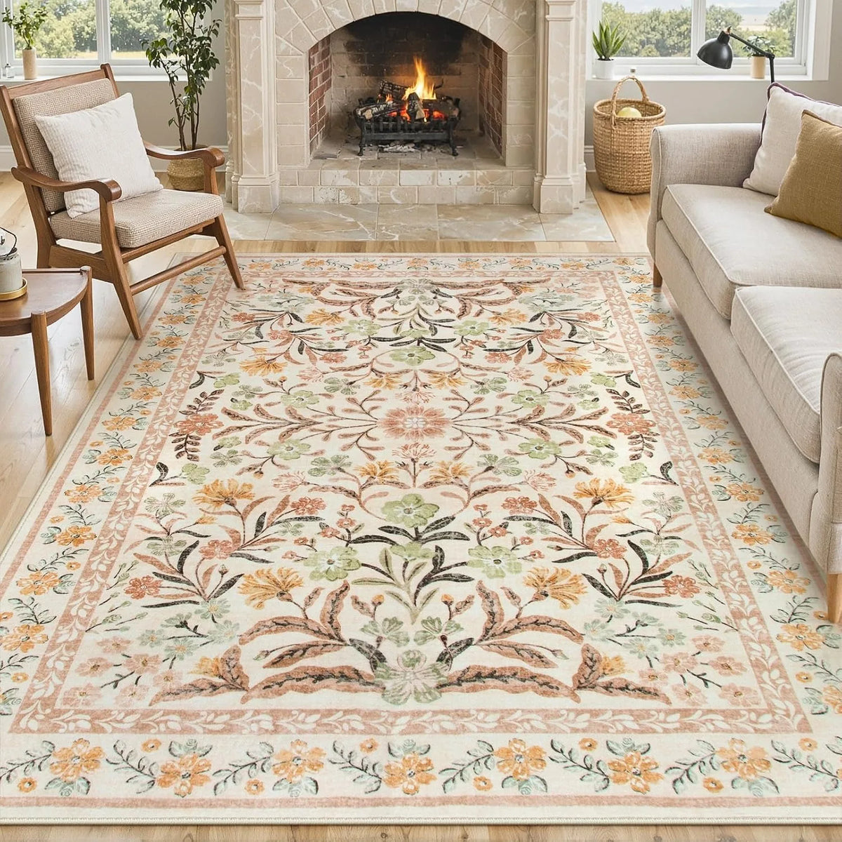Vintage Floral BOHO Rugs Living Room Large Area Carpet Bedroom Floor Mats Foldable Machine Washable Rug Long Strip Runner Mat 러그
