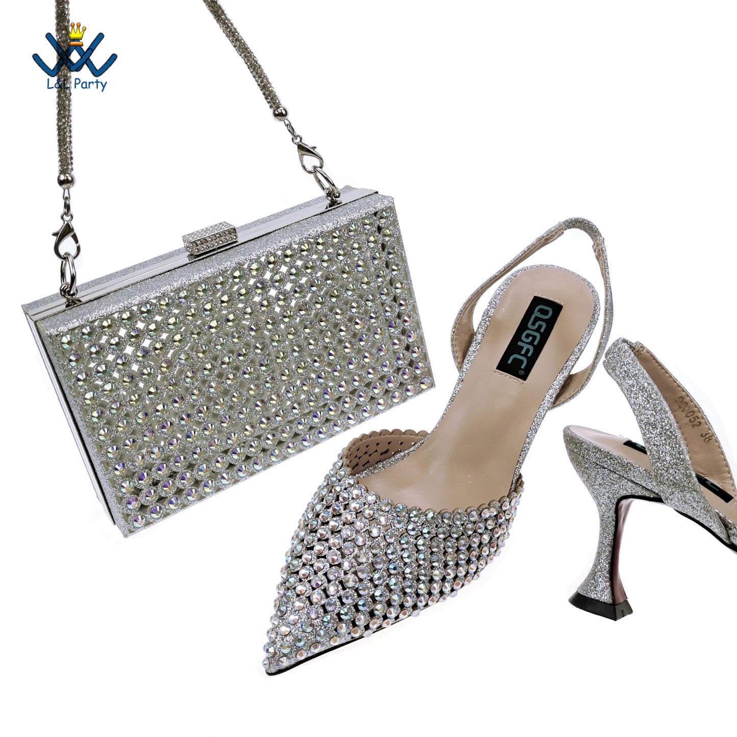 Dark Purple Spring Autumn Pointed Toe Square Heel Shoes and Bag Set For Nigerian Women Wedding Party