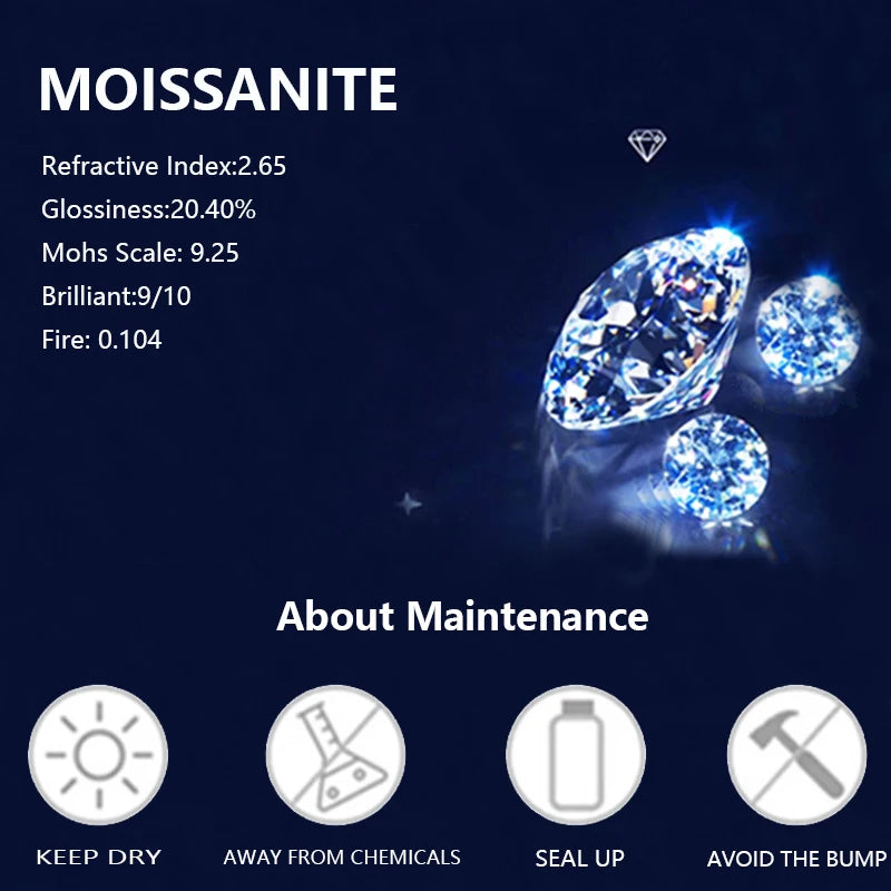 A 925 silver 1 carat moissanite classic casual versatile high-quality invisible fishing line star tears clavicle necklace