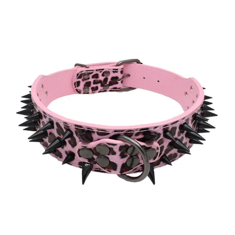5CM Wide Spiked Studded Dog Collar Anti-Bite PU Leather Pet Collar for Large Dogs Pitbull Mastiff Pet Supplies Accessories